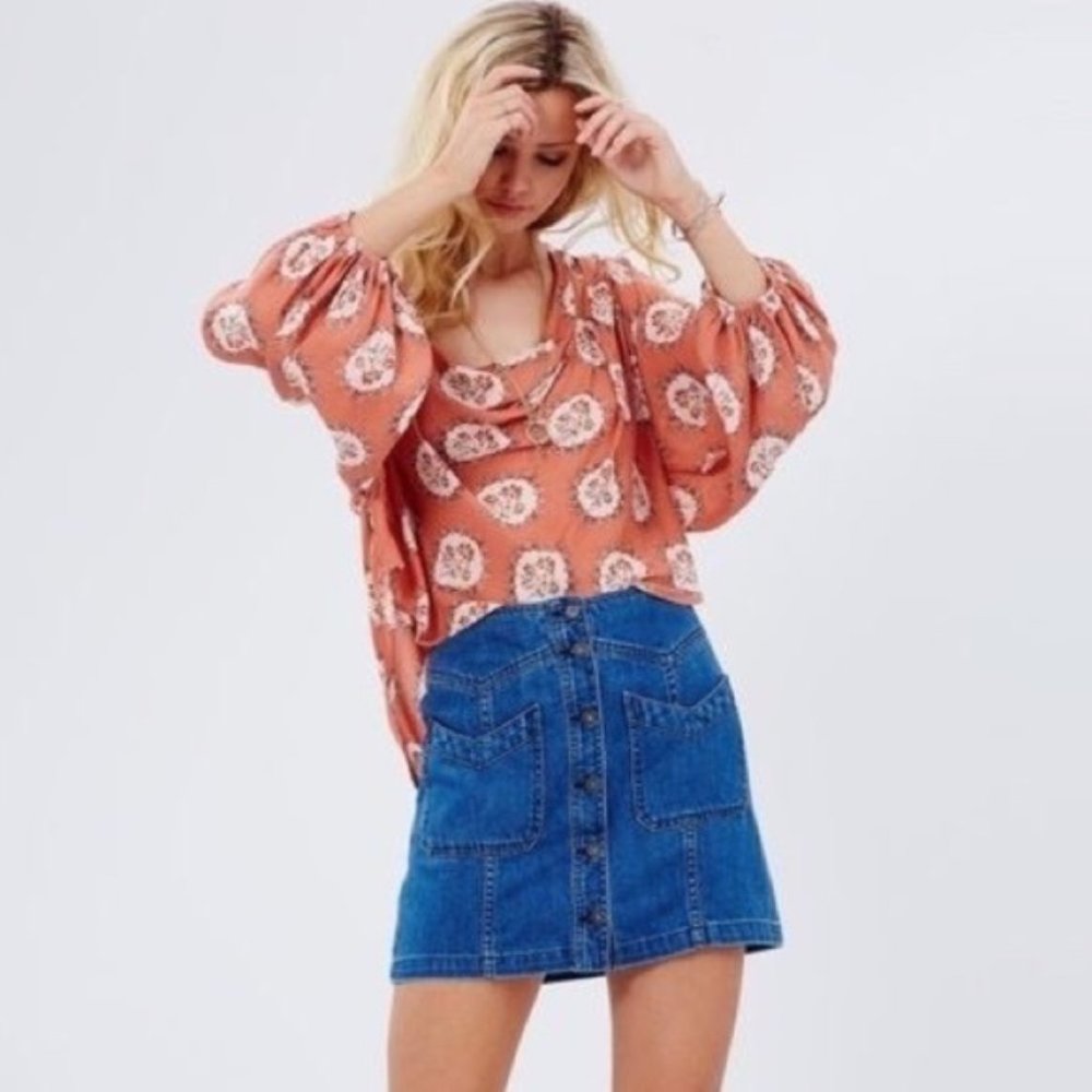 Free People denim mini skirt